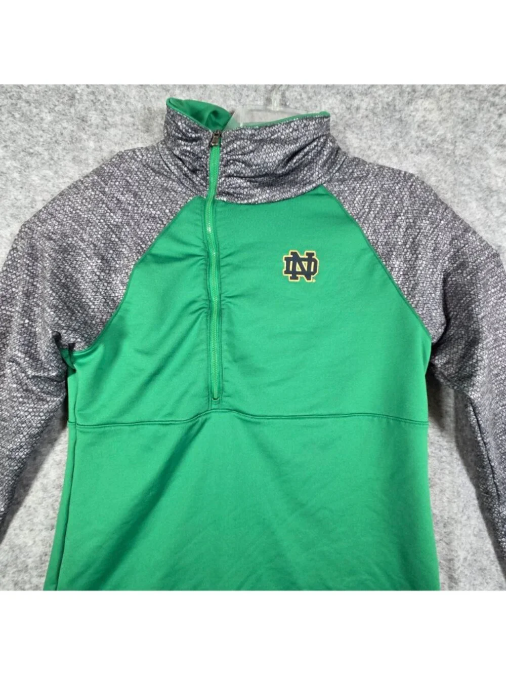 Under Armour Notre Dame Fighting Irish 1/4 Zip Pullover Green Size L - Picture 3 of 9